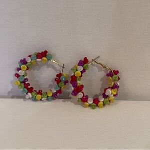 Colorful Beaded Hoop Earrings
